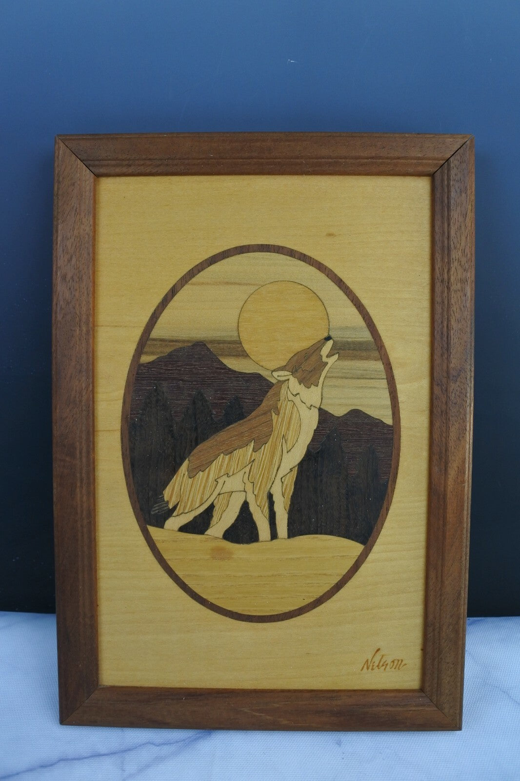 Lot Of 2 Hudson Wood Inlay Decorative Pictures By Nelson