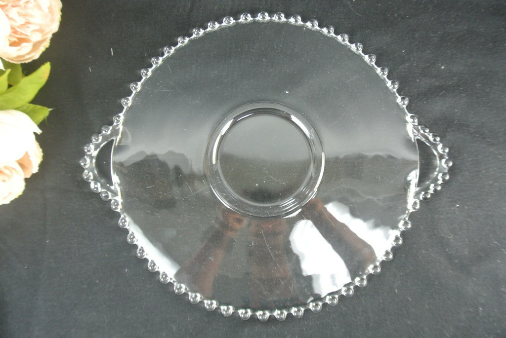 Set of Two Vintage Imperial Candlewick Glass Sandwich Trays with Handles