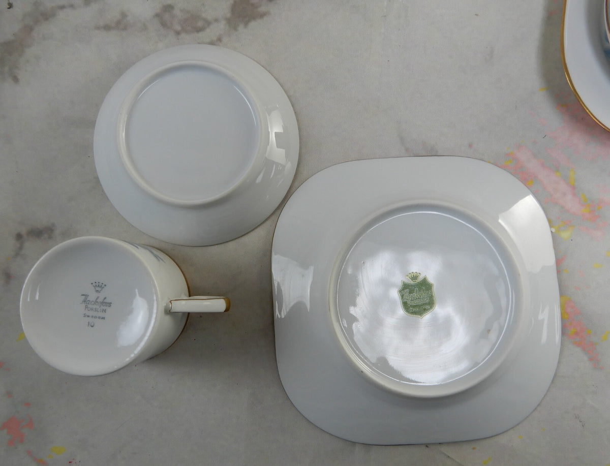 21 Set of Sweden Hackefors Porslin with Blue Roses Espresso Coffee Set For Six
