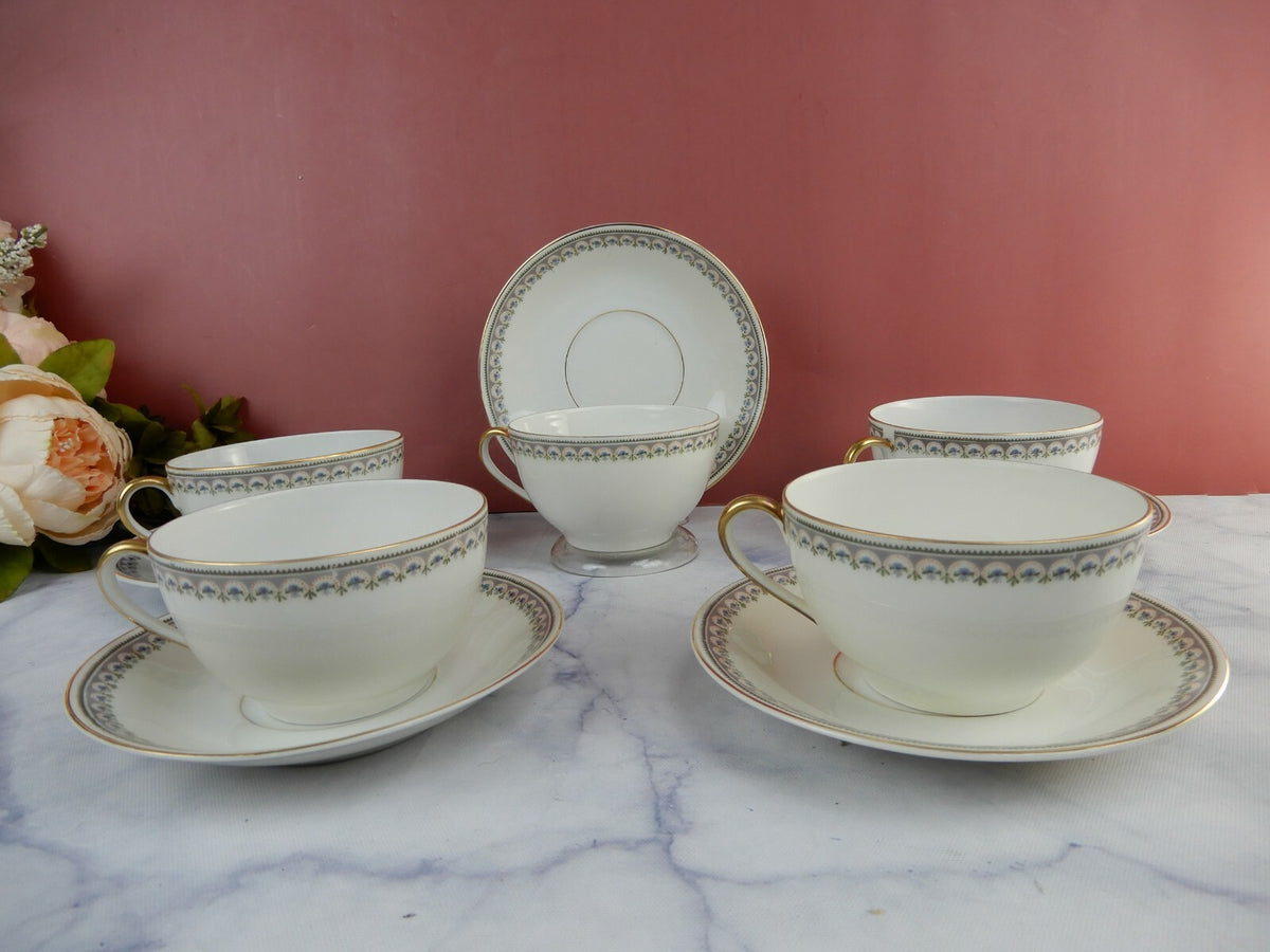 Vintage KPM Germany "The Emden" Porcelain Cups and Saucers