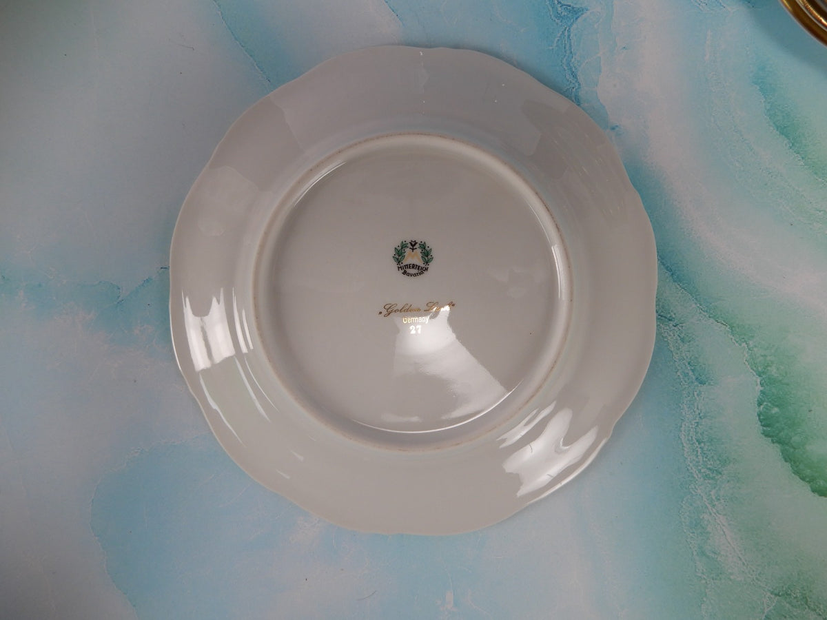 Mitterteich Bavaria Golden Lark Set of 5 Salad Plates 7-3/4" Made in Germany