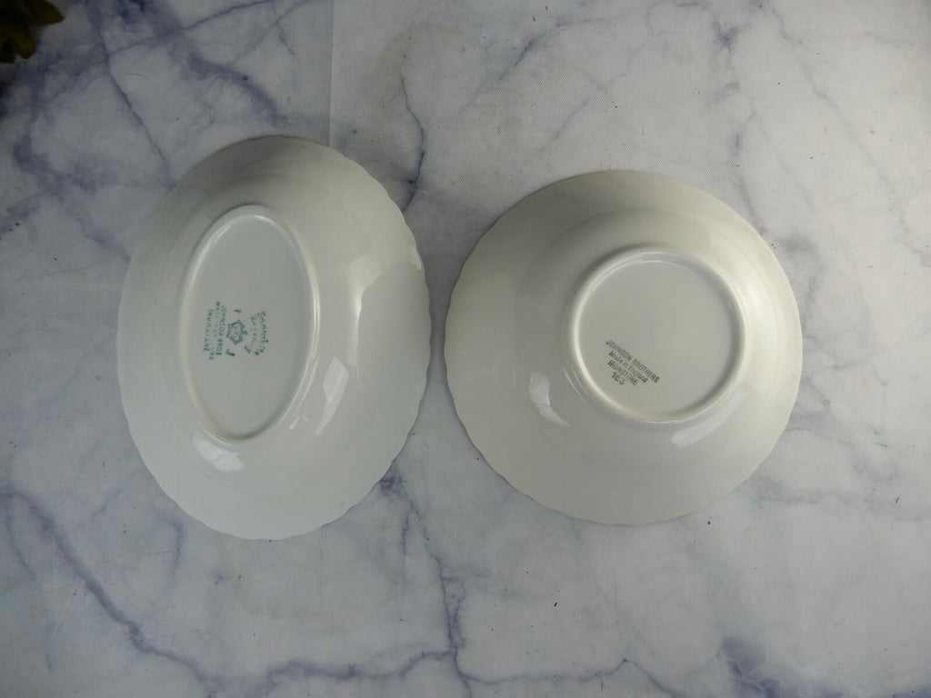 Vintage Snowhite Regency Johnson Bros. Ironstone Oval and Round Serving Bowls