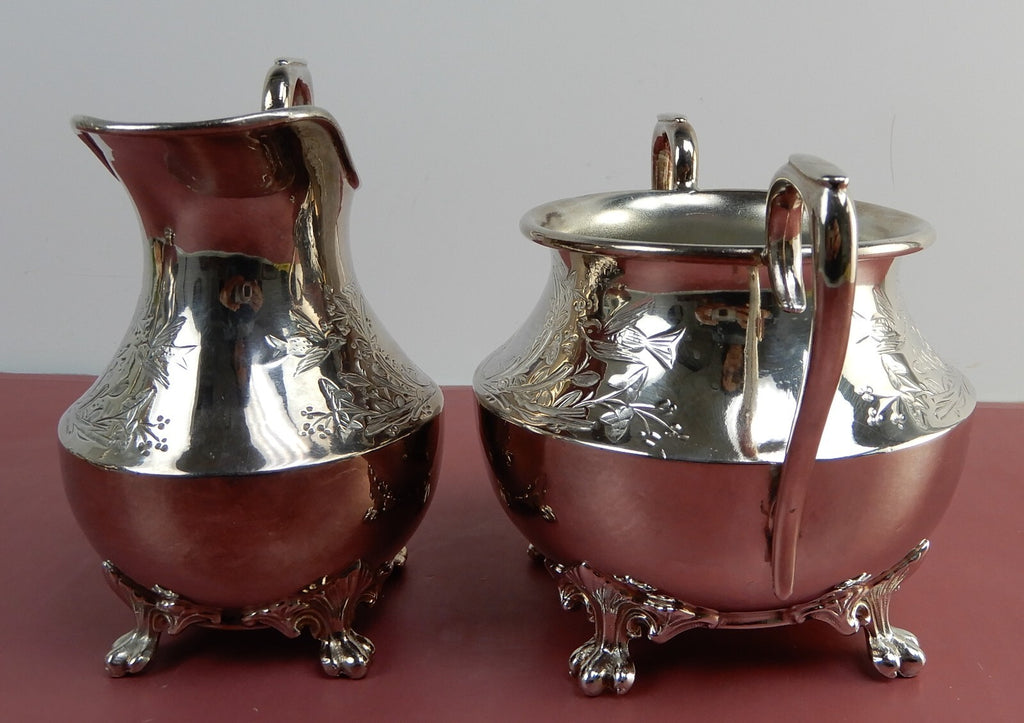 Vintage Atkinson Bros Silver-Plated Creamer and Sugar Bowl