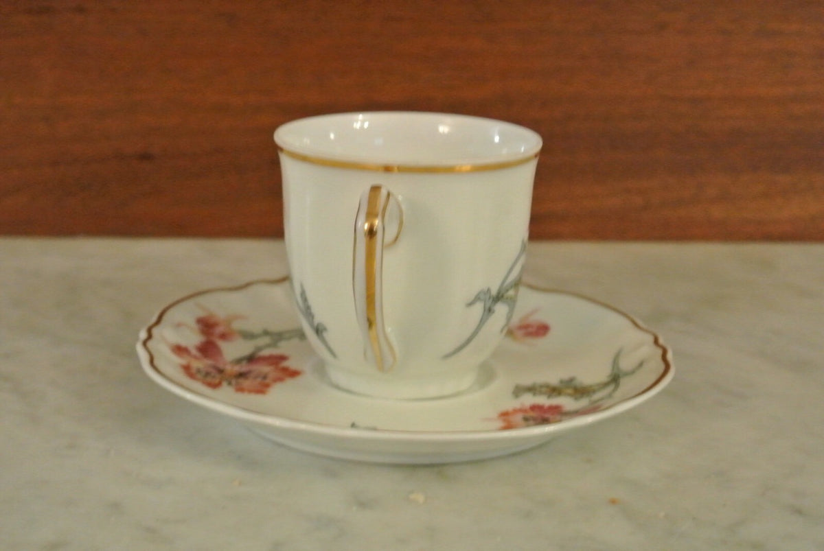 CH Field Haviland Limoges. Label de Qualite. Chinese Thistle Col. Cup & Saucer