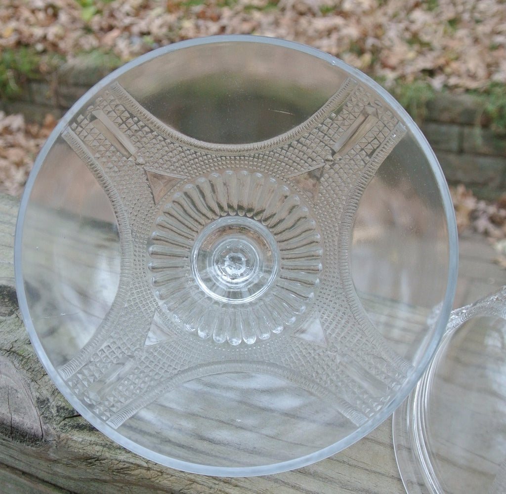 Curtain Tie Back Lidded Compote Early American Pattern Glass Adams & Co