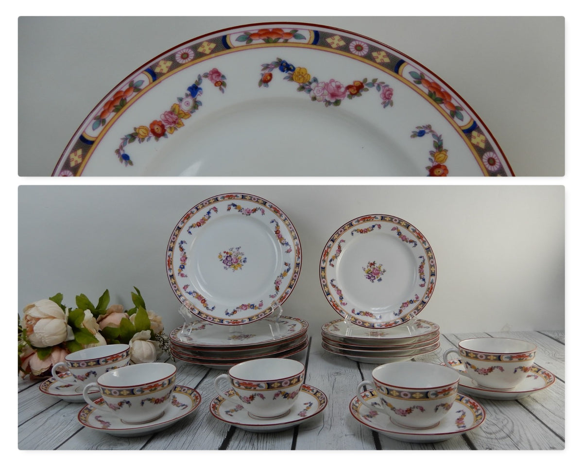 20 Pc 4-Piece 5 Place Setting Fraureth Saxony  Floral Bouquet "Standish"