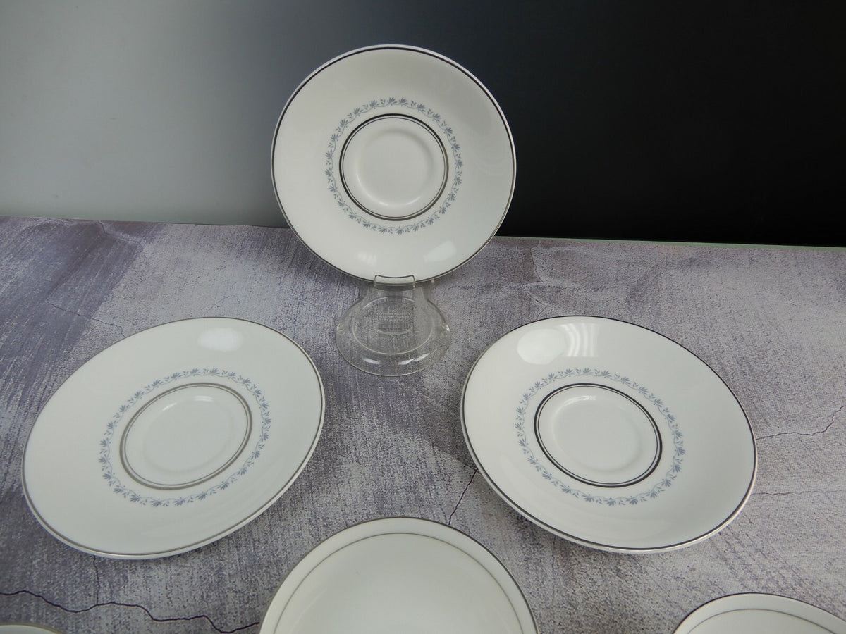 Vintage Set of  3 Cups and Saucers TIARA Royal Doulton Fine Bone China Platinum