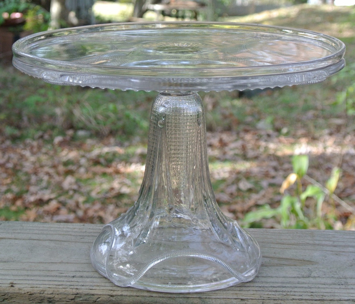 Antique Curtain Tie Back Cake Stand Early American Pattern Glass Adams & Co~B