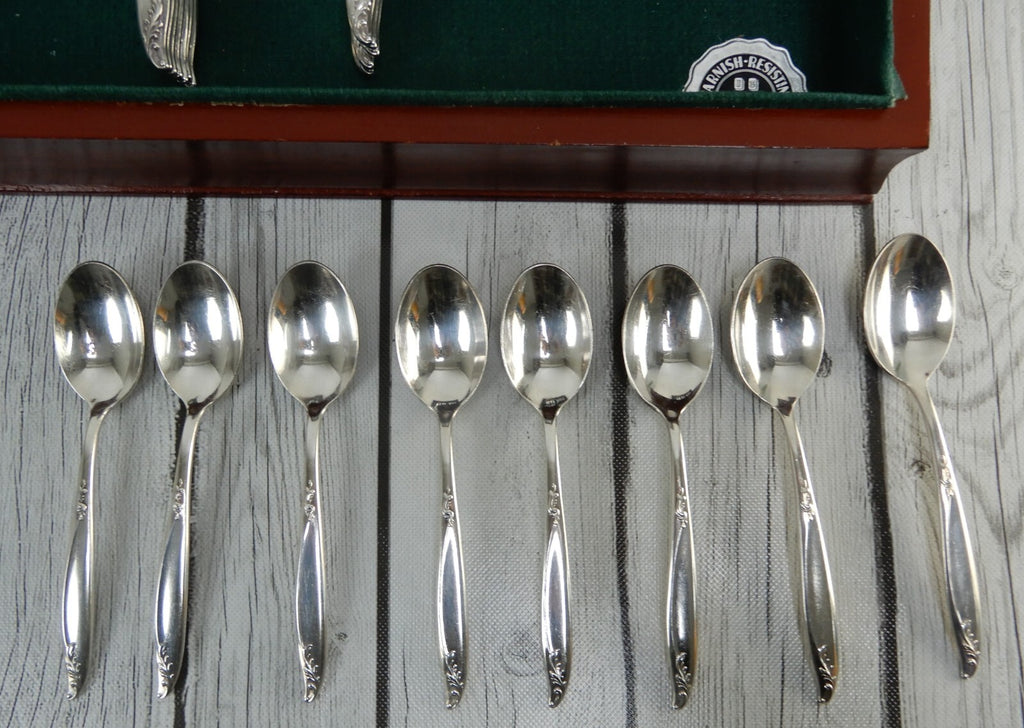 Vintage  35 Piece Holmes & Edwards "Woodsong" Silverplate Silverware Set W/ Box