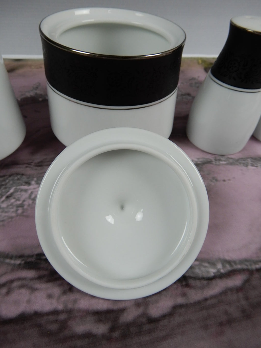 Vintage Set of Noritake "Mirano" 6878-Creamer,Sugar Bowl, Salt & Pepper Shaker