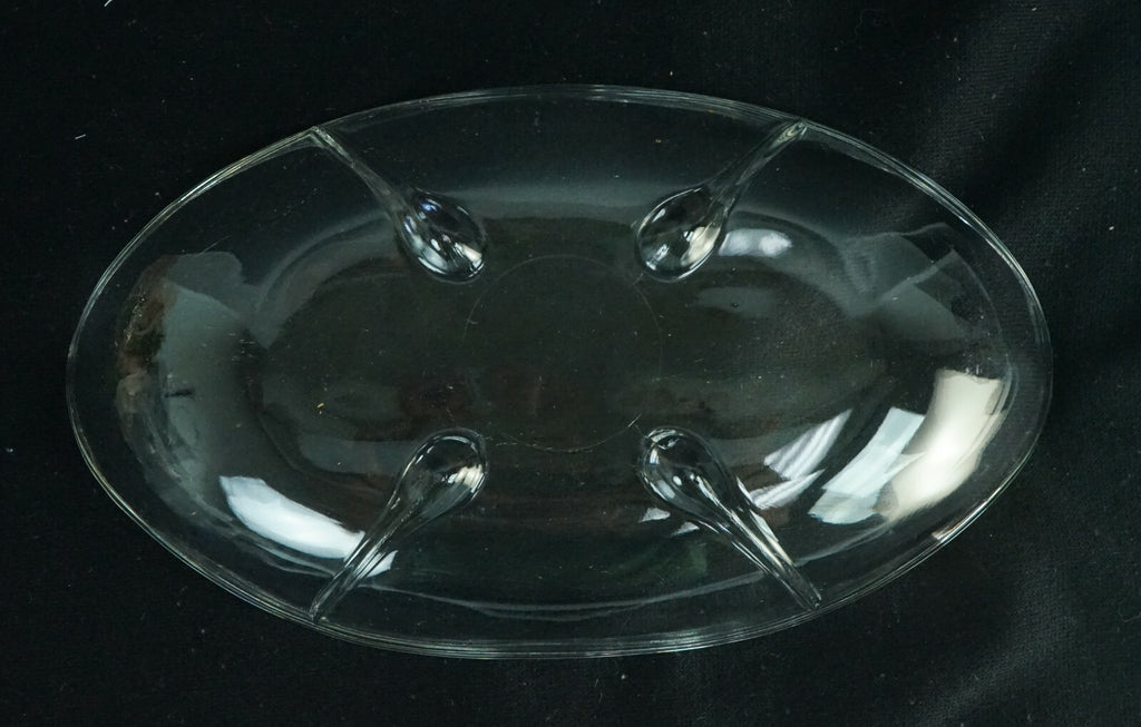 Set of 4 Vintage Scalloped clear Glass Relish Footed/ Banana Split Dishes