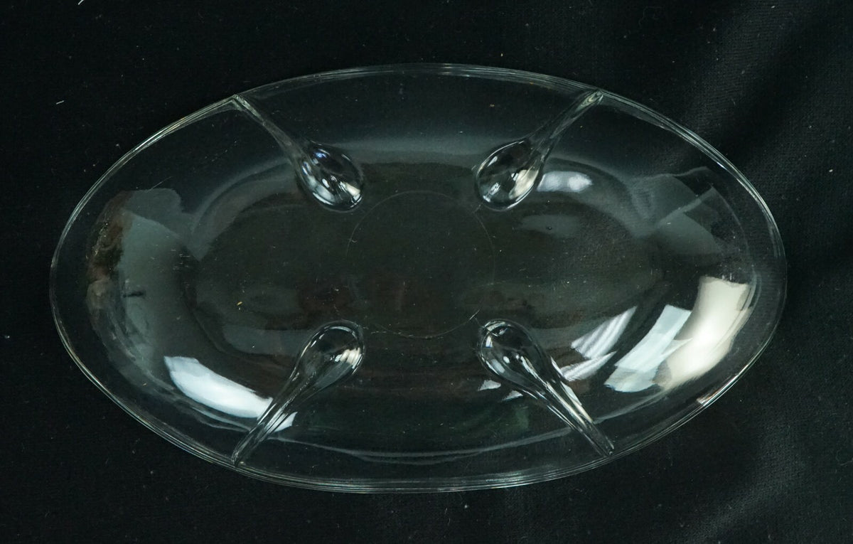 Set of 4 Vintage Scalloped clear Glass Relish Footed/ Banana Split Dishes