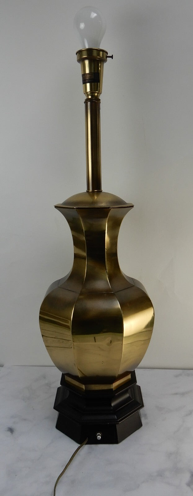 Vintage Rembrandt Lamp Co. Brass Octagon Ginger Jar Table Lamp 31-1/2" High