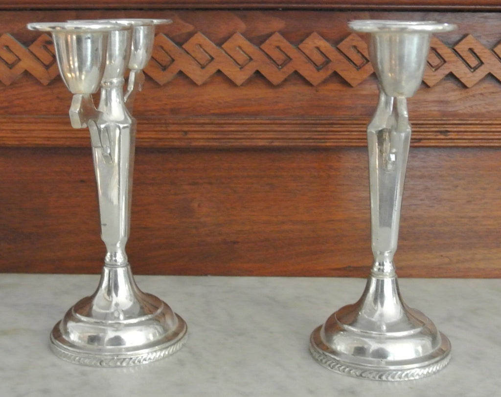 Antique Silver Plated Sheets Rockford S Co. 1875  Candle Holders -