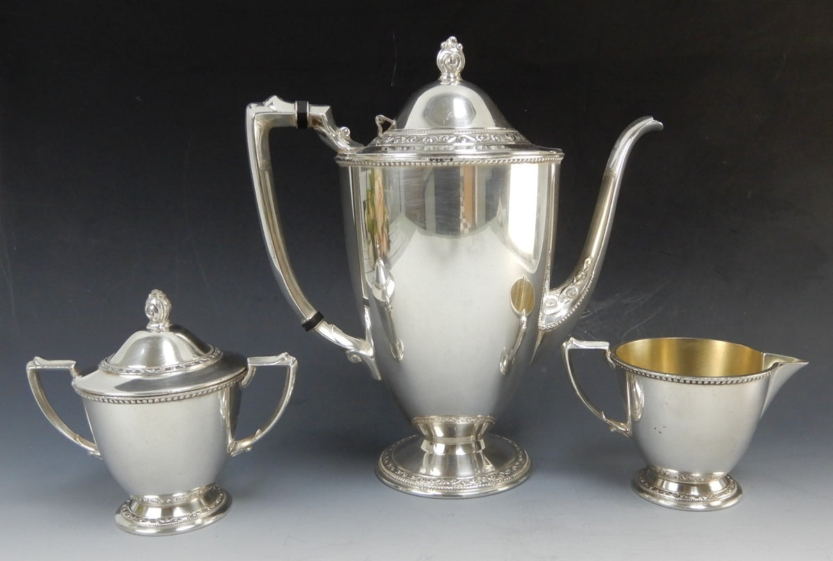 Oneida Community LTD.Lakewood Silverplate Coffee Pot ,Sugar Bowl and Creamer
