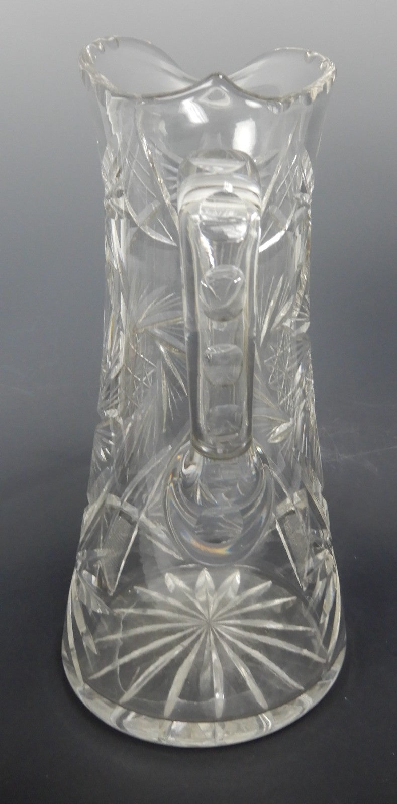 Antique Heavy ABP Cut Lead Crystal Glass Pinwheell Pitcher