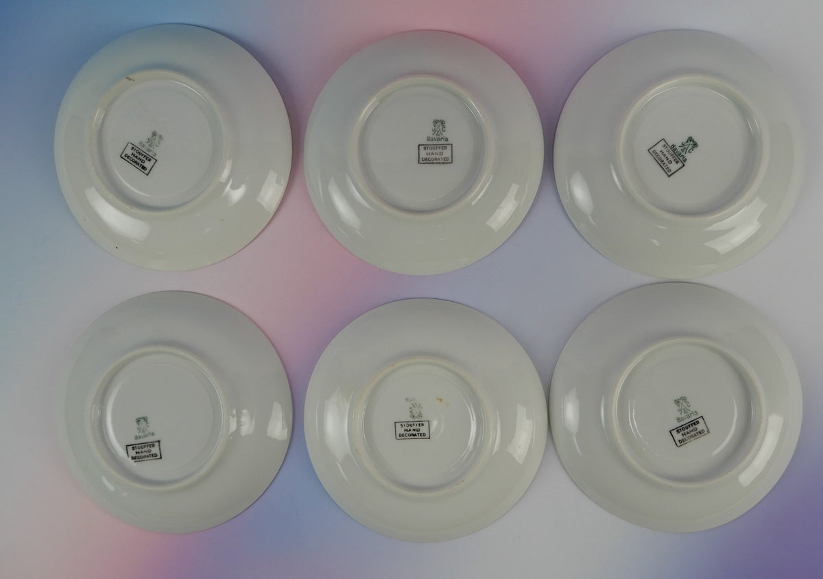 6 Pc.Set J&C Bavaria Stouffer Hand Decorated Blue Forget Me Not Cups and Saucers