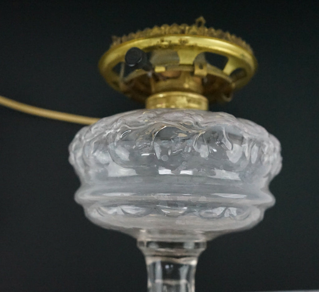 Vintage Embossed Clear Glass Oil Lamp-Hurricane Electrify