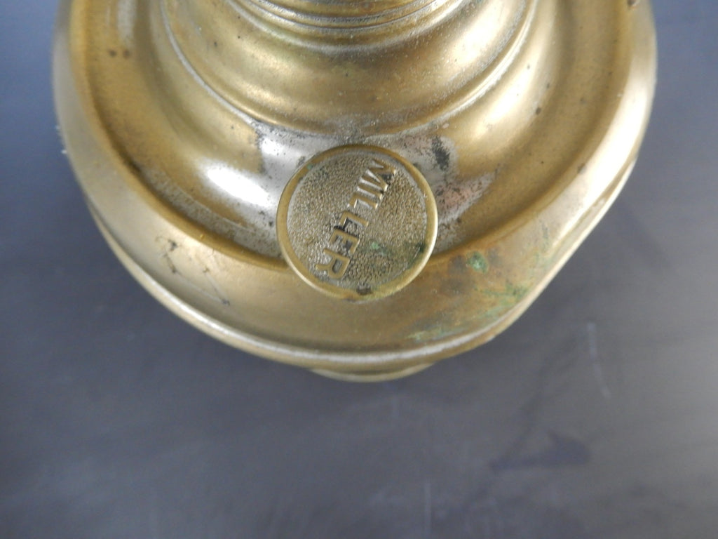 Antique 1800's Edward Miller Nickel Victorian Oil GWTW Lamp Converted Electric