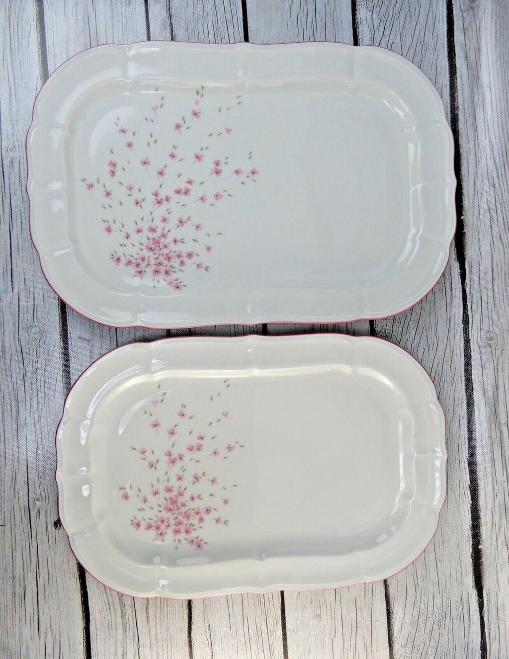 Vintage Schumann Arzberg Germany Bavaria Pink Floral~14-1/4" & 13-1/4" Platters