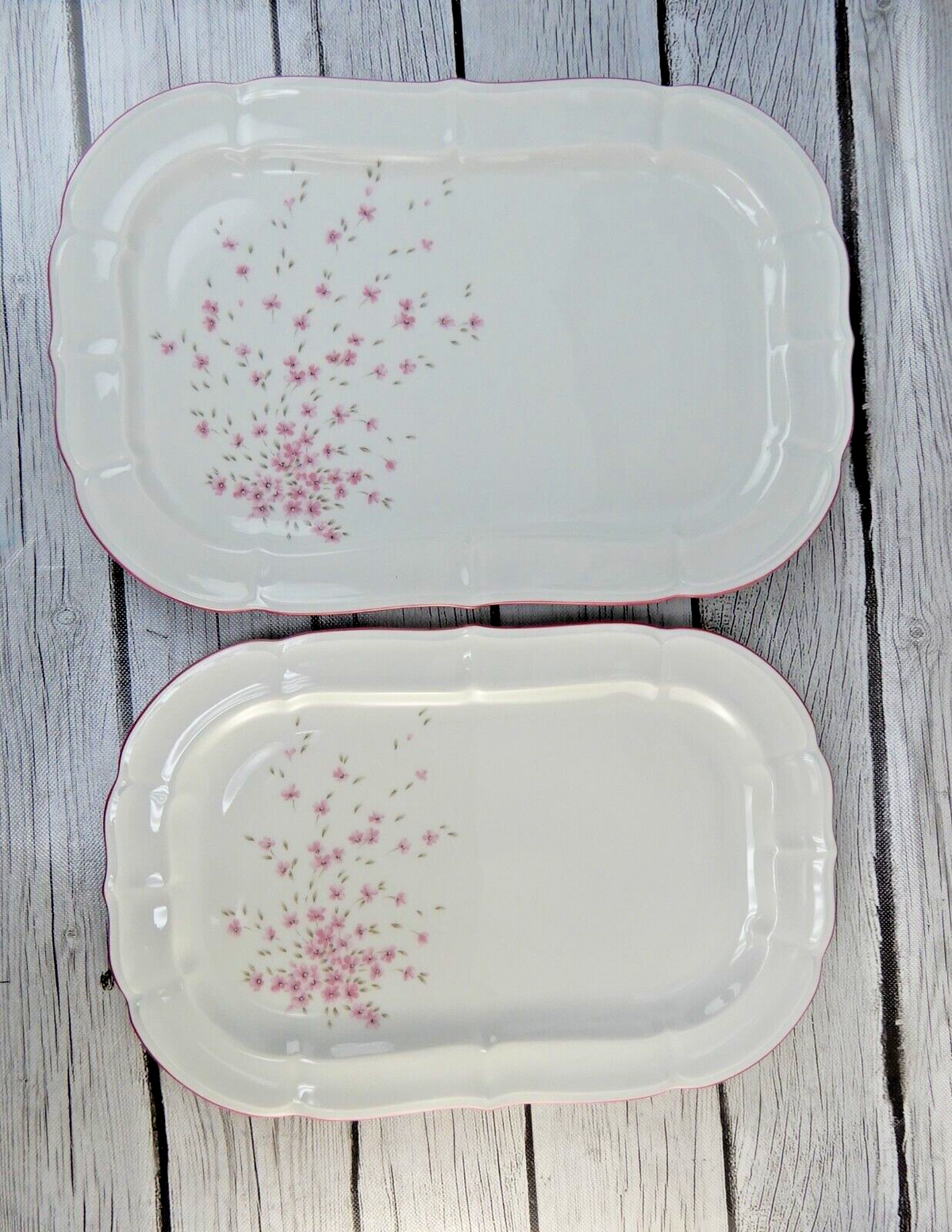 Vintage Schumann Arzberg Germany Bavaria Pink Floral~14-1/4" & 13-1/4" Platters