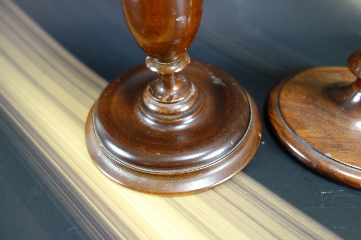 Set of 3 Vintage Wood Mid-Century Modern Candle Holders 12-3/8", 12", 11-5/8"