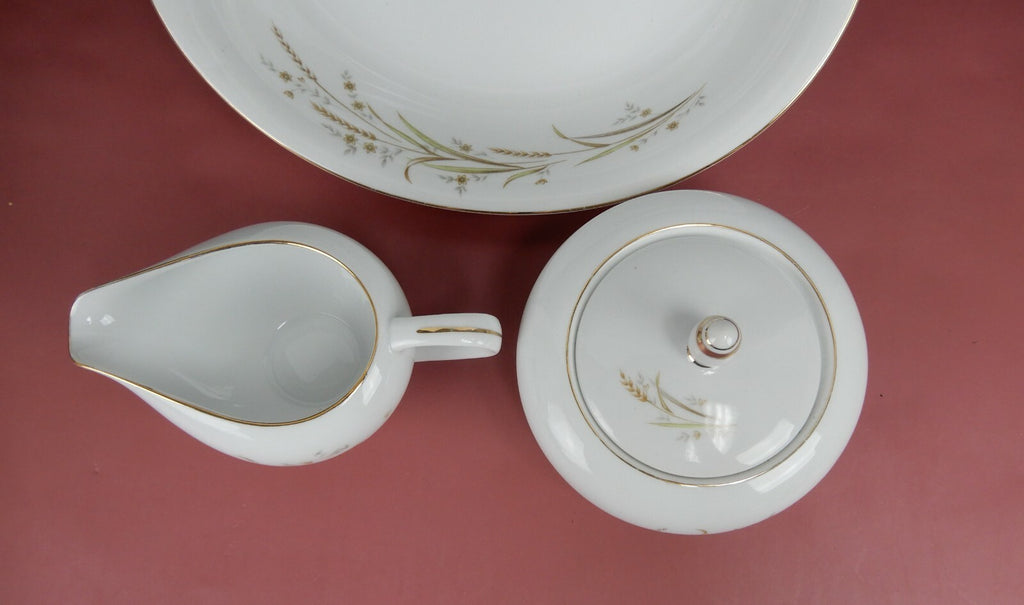 Lot Of Vintage Golden Harvest Serving Dishes Creamer,Sugar and Vegetable Bowl