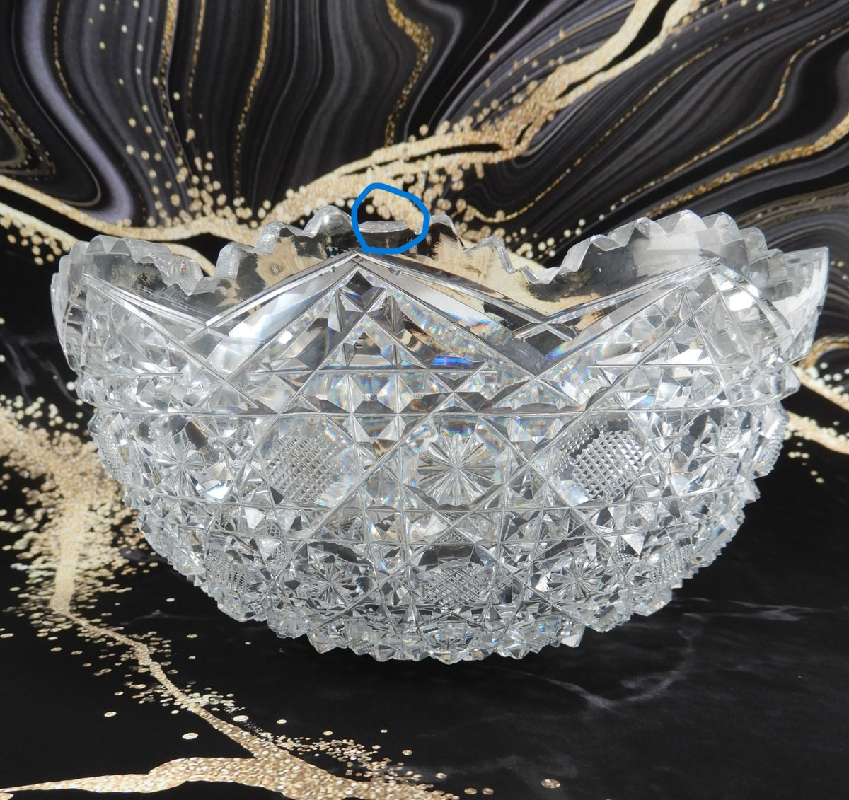 Antique The Harvard Pattern ABP Heavy Crystal Cut Glass 8" Bowl