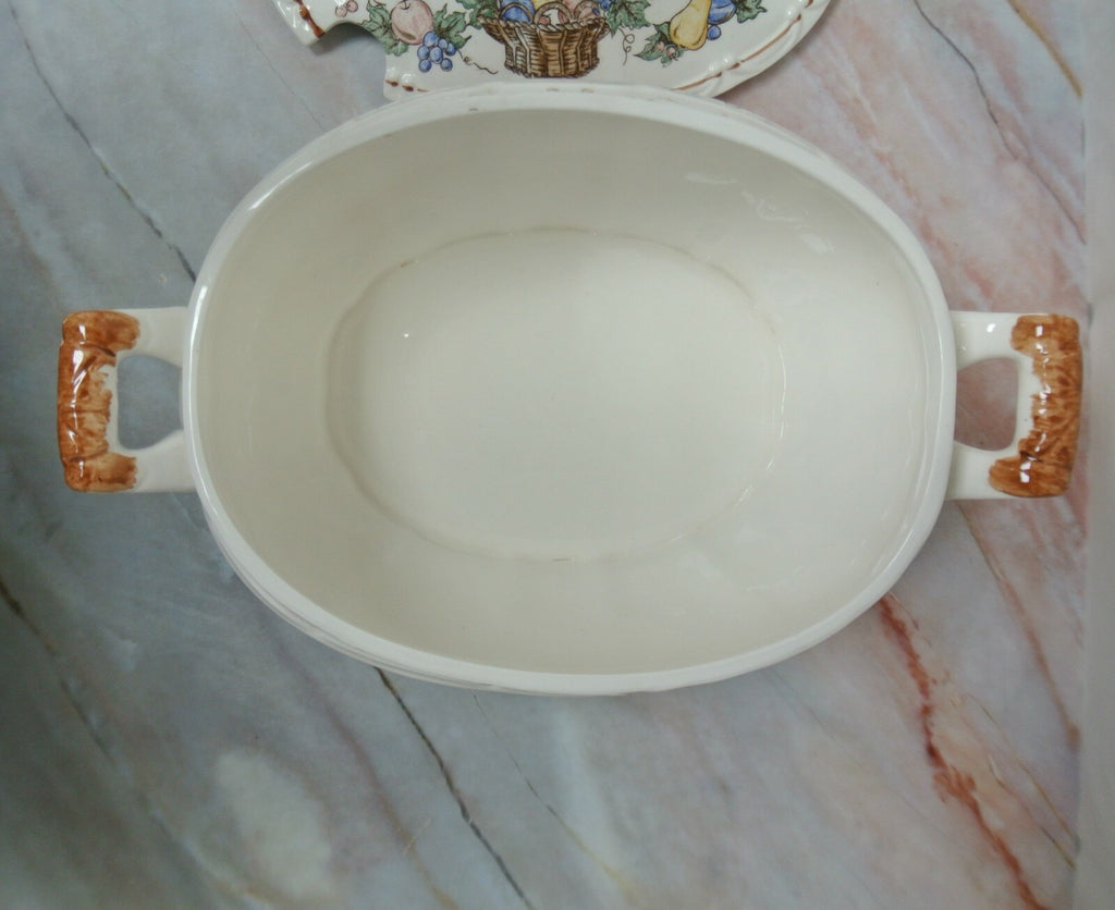 Vintage Soup tureen Harvest Fruit Basket Ceramic Japan No Ladle