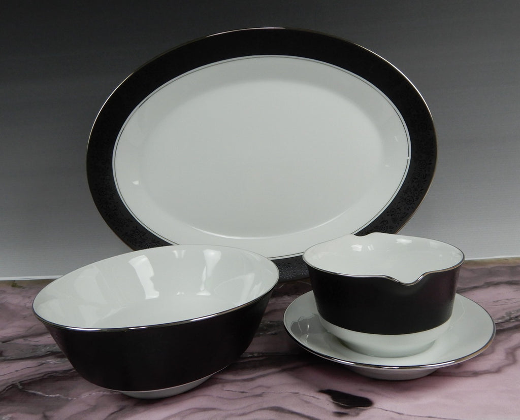 Vintage Set of Noritake "Mirano" 6878- 14" Platter, Oval Bowl,Gravy Boat