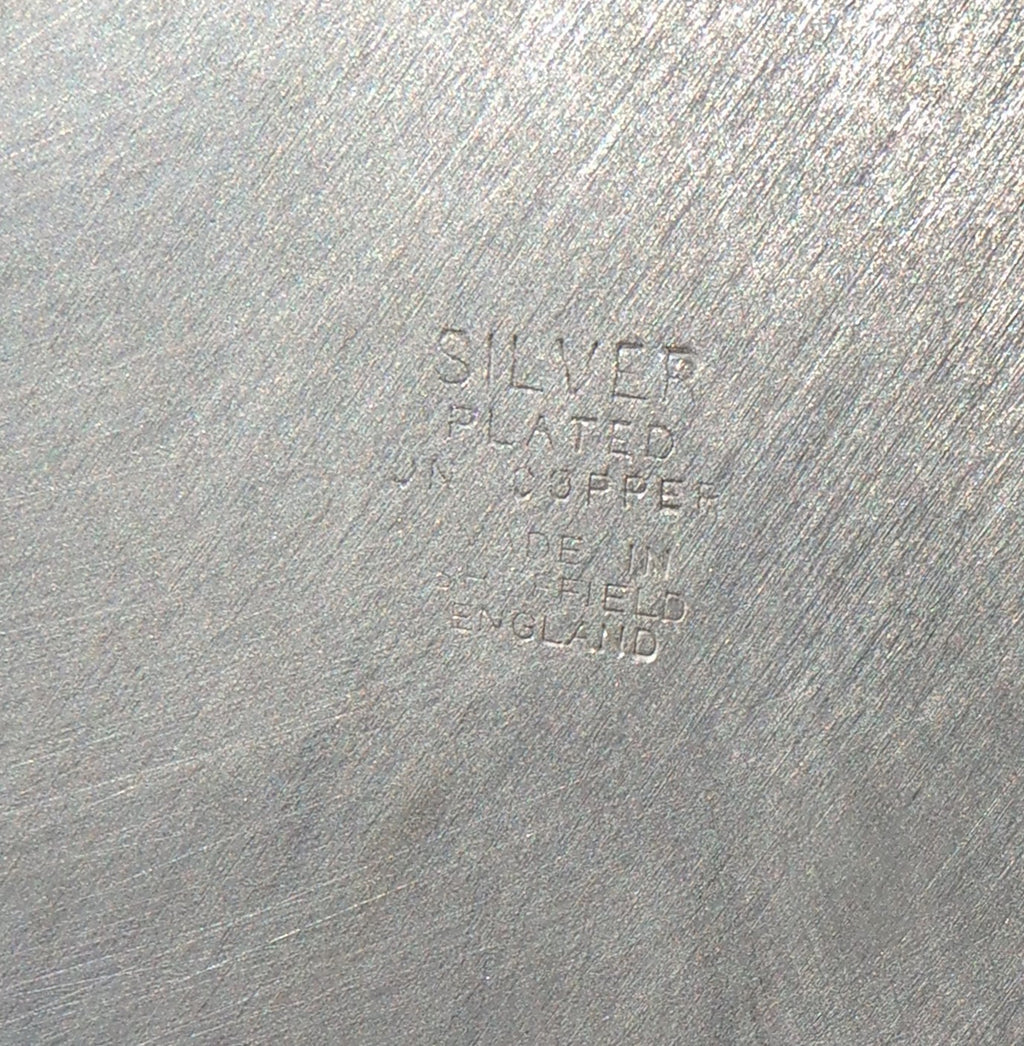 20-1/2"  Sheffield Tray Silver Plated on Copper Chased Detail, Reticulated Edge