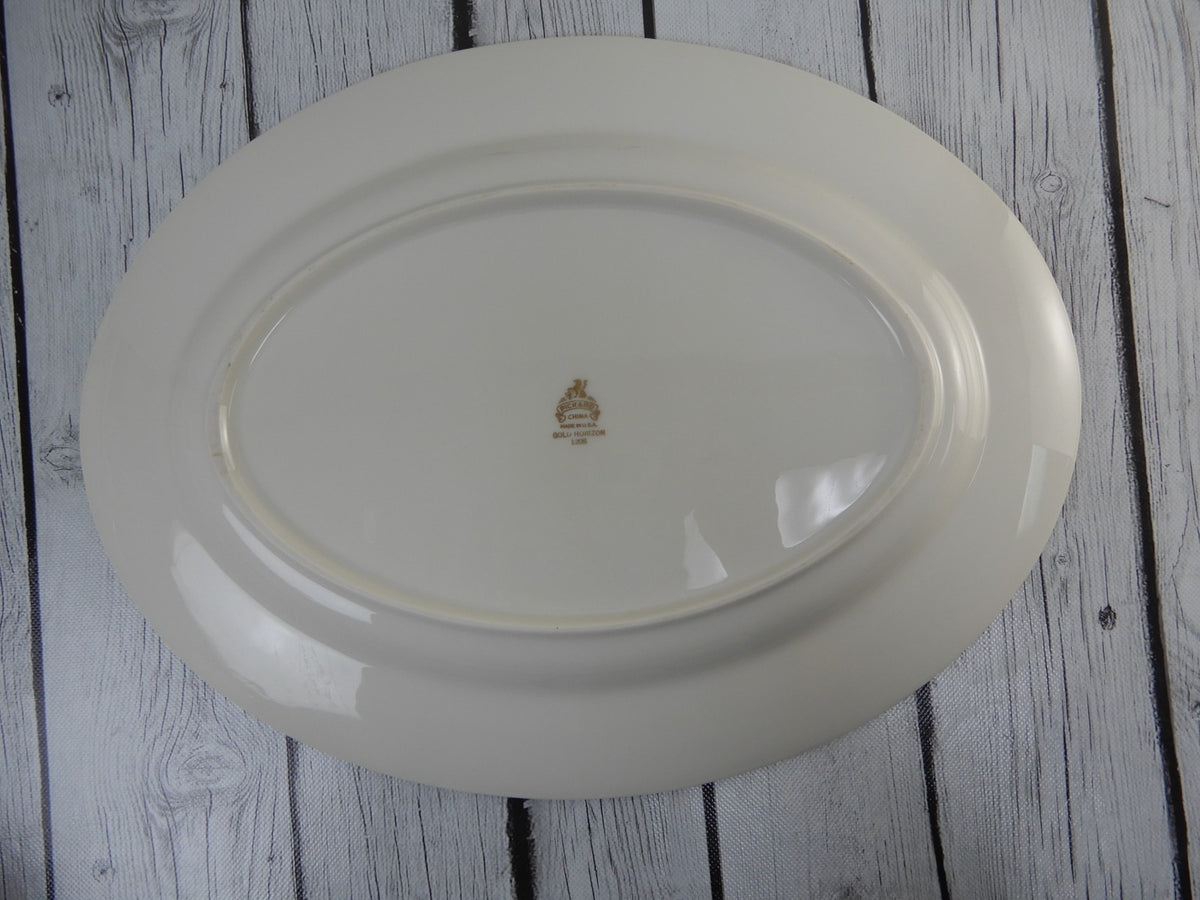 Vintage Pickard Gold Horizon~Set Of Platter,Oval Bowl,Gravy Boat  Made in U.S.A.