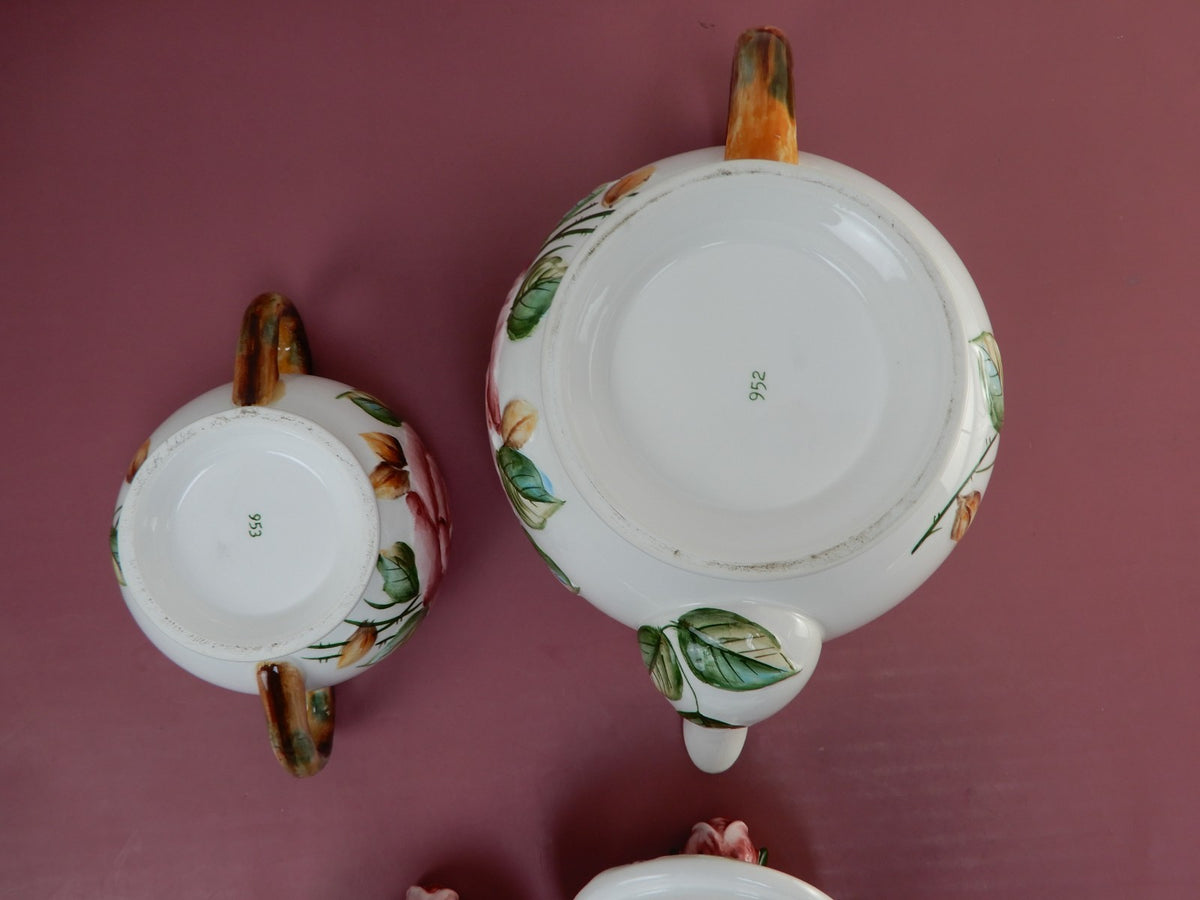 Vintage Lefton Americana Regal Rose Set of Tea Pot ,Sugar Bowl and Creamer