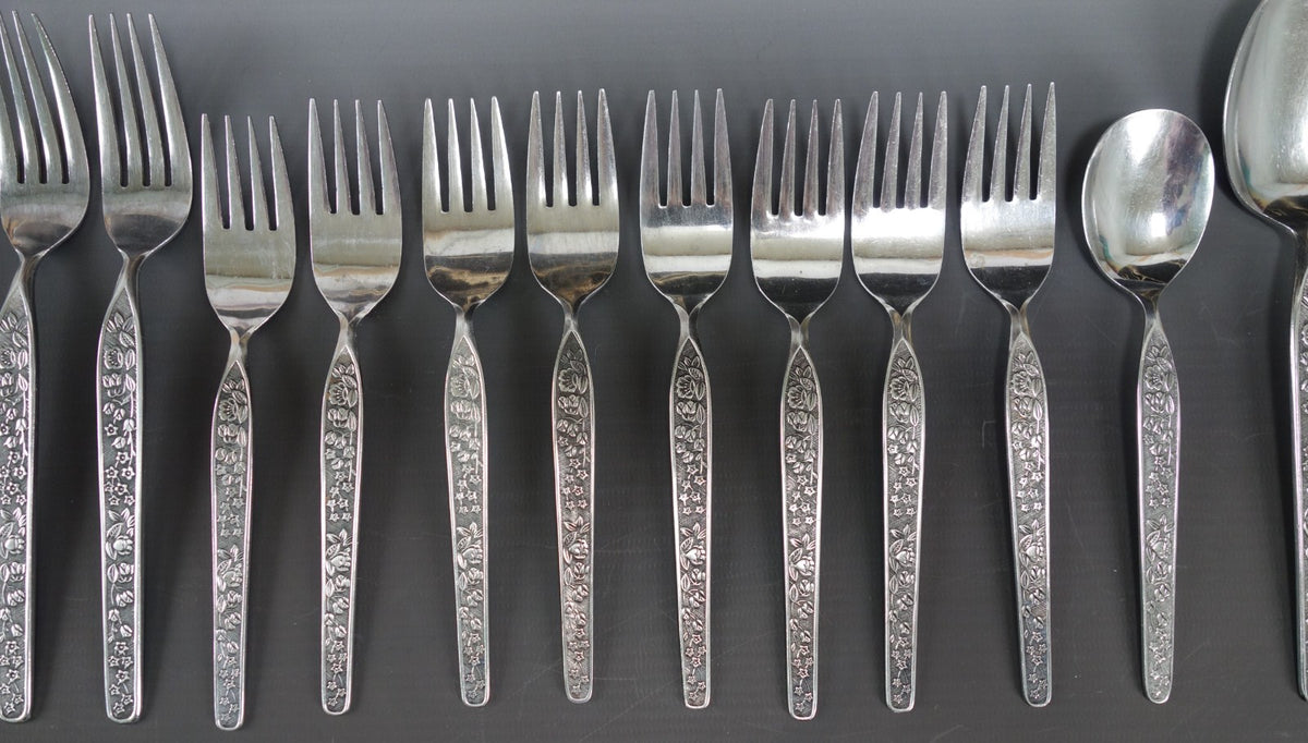22 Piece of NASCO Sevita Repousse Floral Stainless Steel Made in Japan