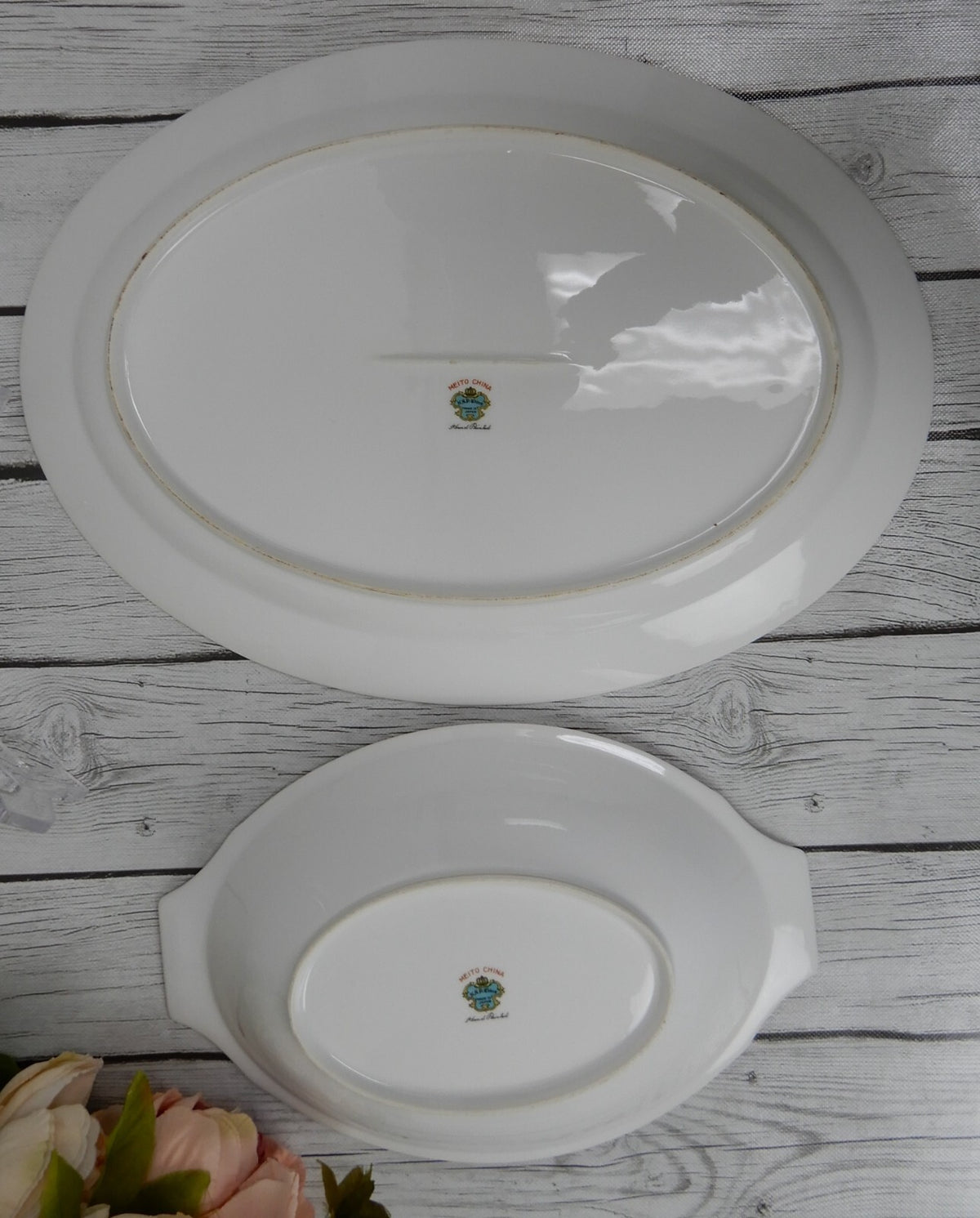 Vintage Meito NSP Fine China Set of 16-1/8" Platter and Oval Serving Bowl