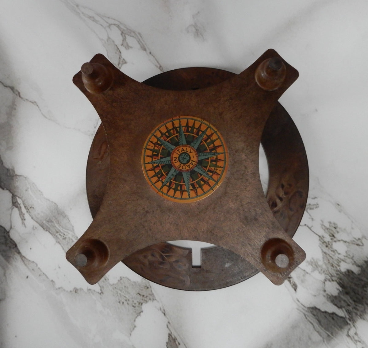 Vtge Italian Zodiac Celestial Globe Wood Stand Made in Italy Old World Decor 10"