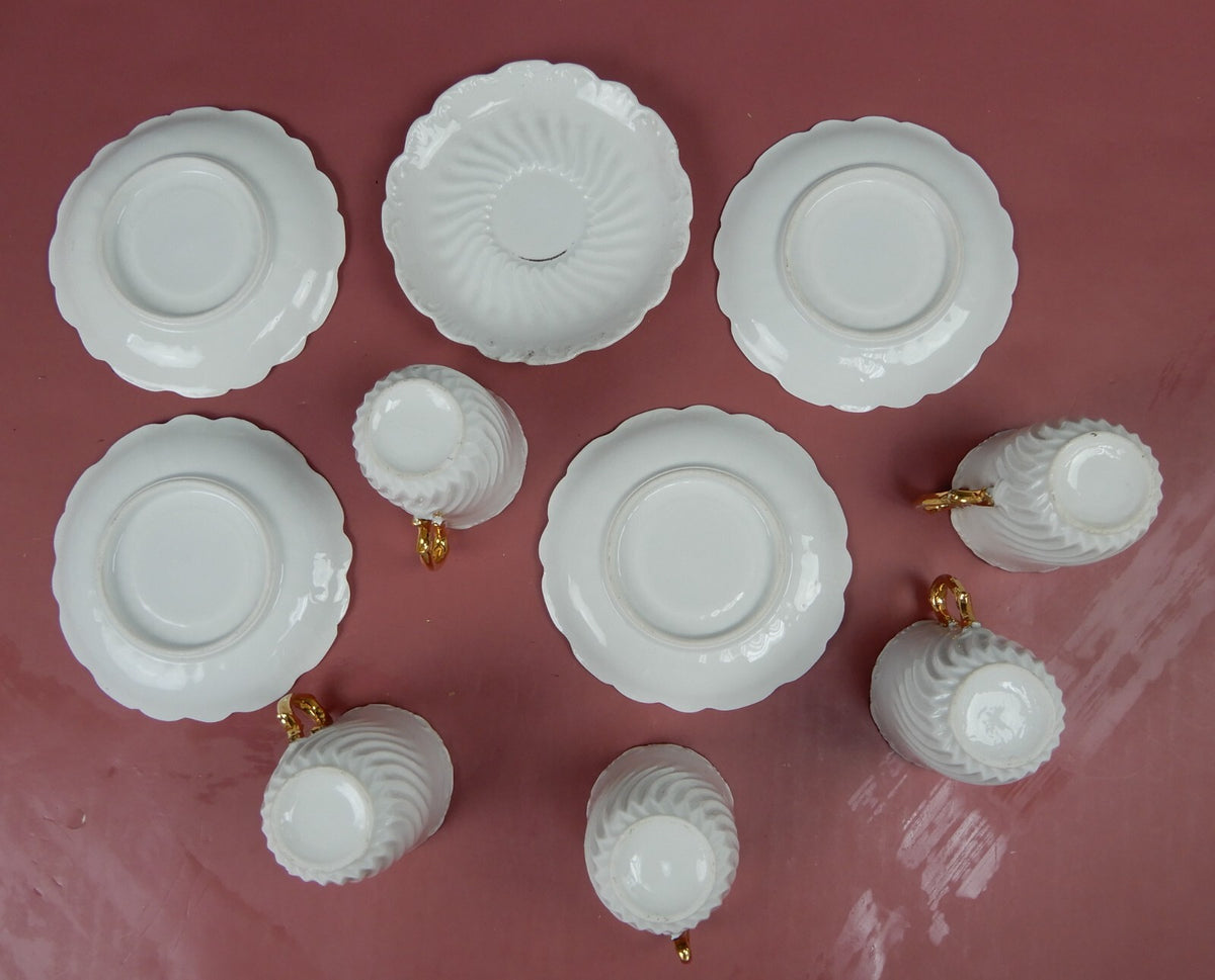Vintage Set of 5 Demitasse Cup and Saucer No mark of Manufacturer
