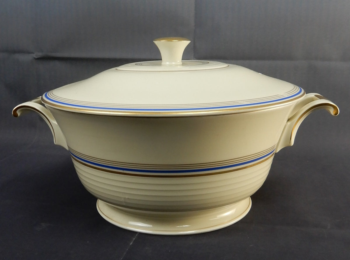 Vintage Eamag Schönwald Bavaria Gold and Cobalt Blue Rim Soup Tureen