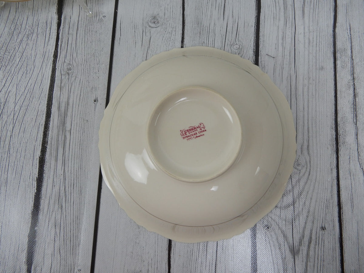 Vtge Federal Shape Syracuse China Victoria Rose -Platter and Serving Round Bowl