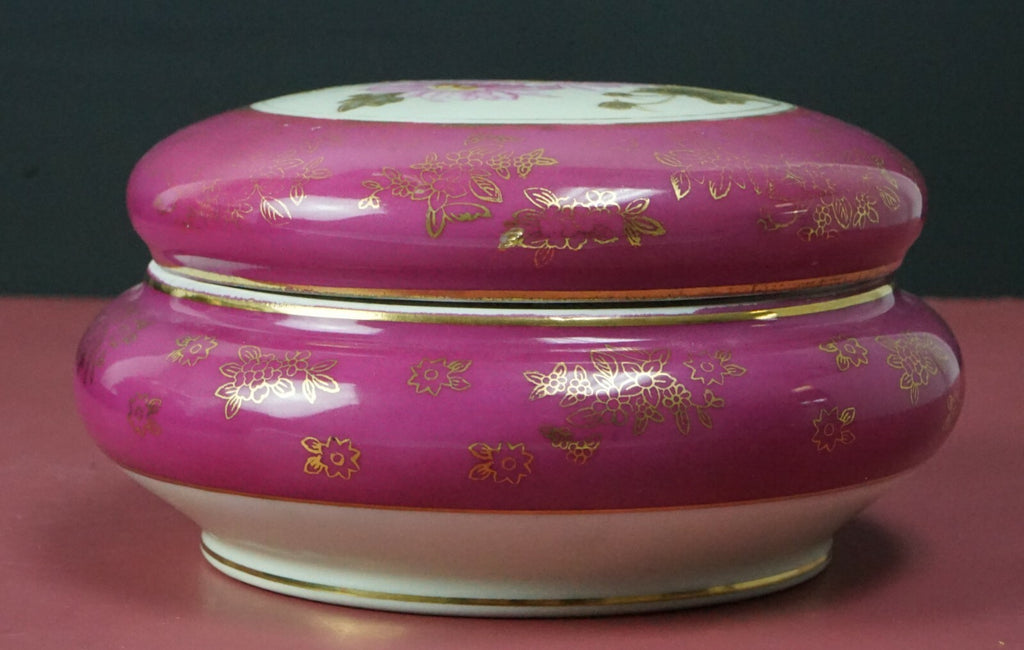 Vintage Hand Painted Tashiro Shoten Elephant Mark Powder/Trinket Box 6.5"