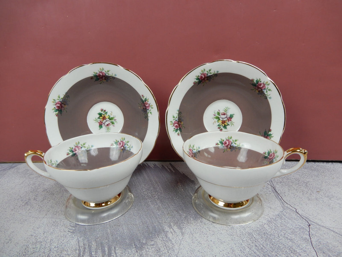 Set of Two Vintage Royal Sutherland Fine Bone China Cup and Saucer Set England