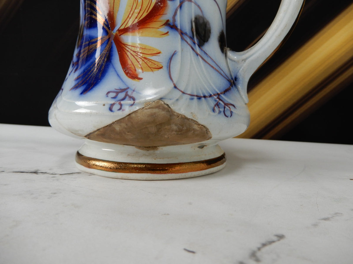 1856 Edward Walley Niagara Shape Flow Blue,Leaves & Berries Ironstone Creamer