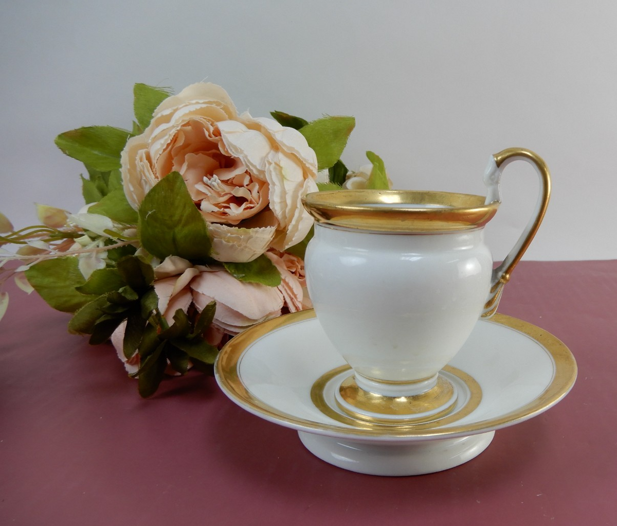 Vintage Old Paris Chocolate Cup & Saucer