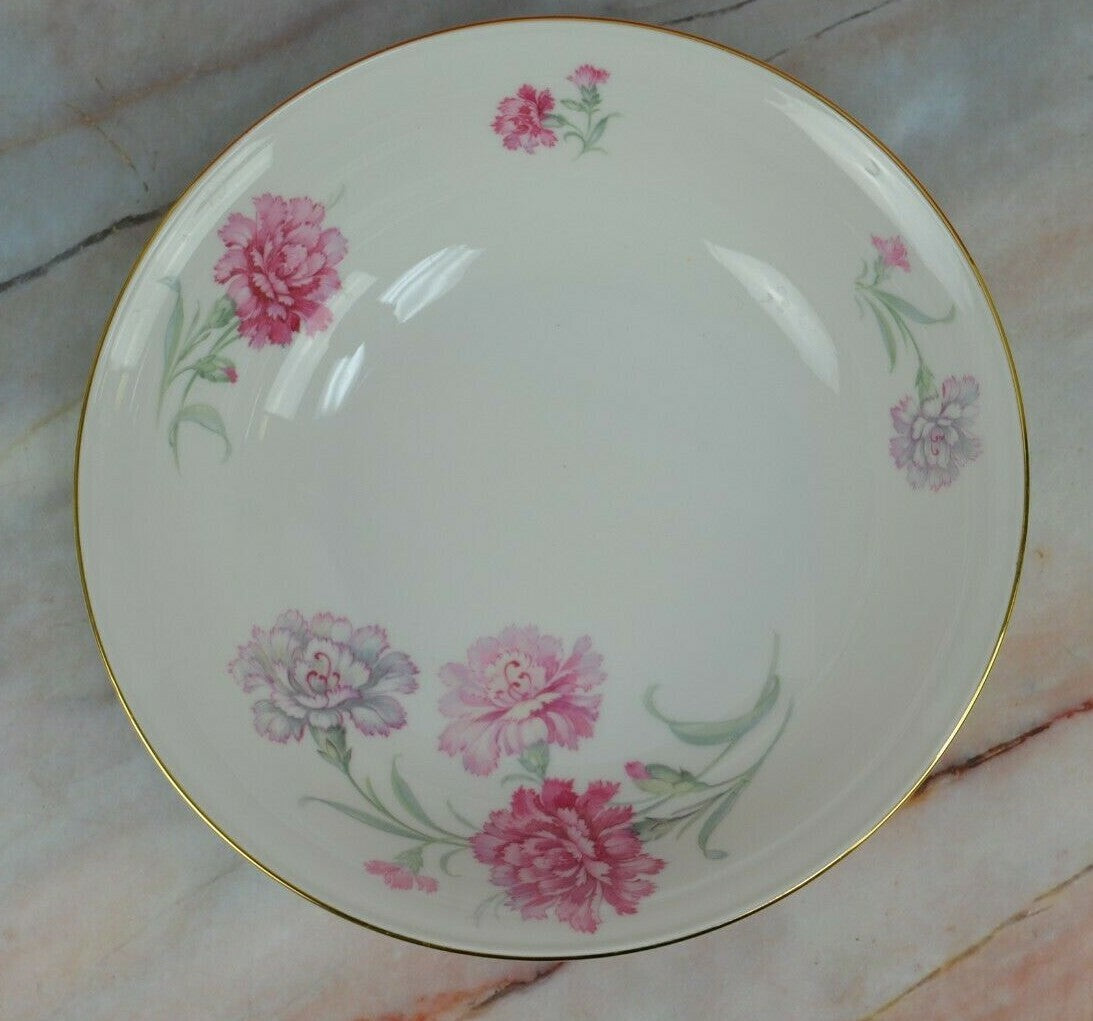Vintage Bavaria Tirschenreuth China Carnation Round Vegetable Bowl