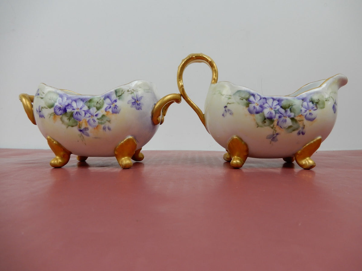 Vintage Sugar and Creamer Bowl Ceramic Tea Set of Two Made in Bavaria