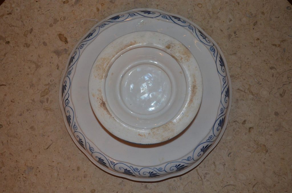 Antique Flow Blue Floral  Appetizer Divided Bowl