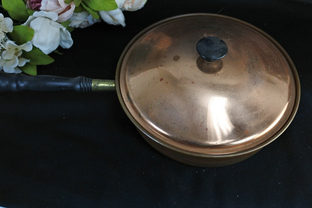 9.5" Vintage CGJ Copper Chaffing Dish Food Warmer Sterno with Stand