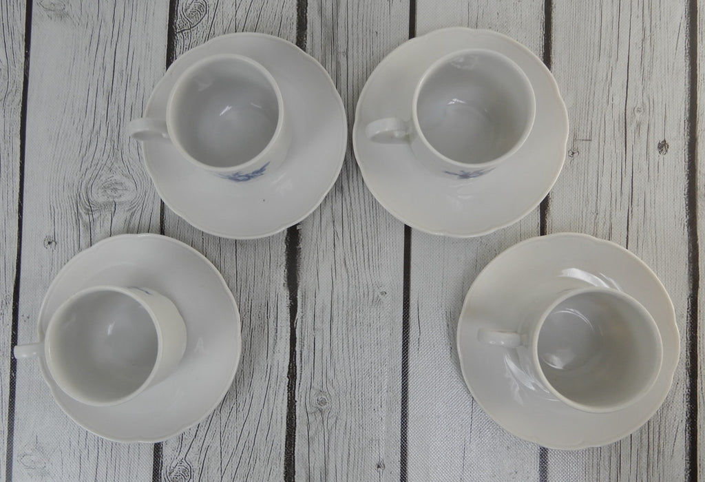Seltmann Weiden Bavaria Cobalt Blue Roses Set of Four ~5 oz Cups and Saucers