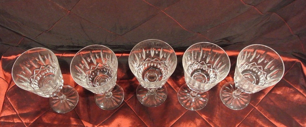 Set of 5 Atlantis "Fatima" Crystal Clear Glass Wine Glasses, Bar, Set. Cut Glass