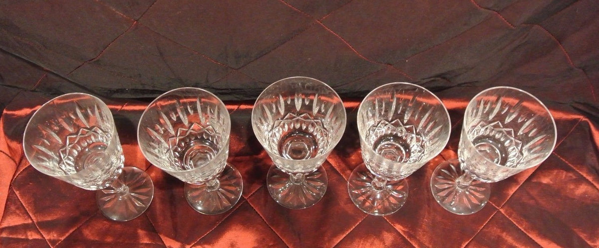 Set of 5 Atlantis "Fatima" Crystal Clear Glass Wine Glasses, Bar, Set. Cut Glass